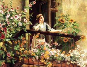 フラワーズ Painting - 物思いにふける瞬間 同郷の女性 ダニエル・リッジウェイ ナイト 印象派 花